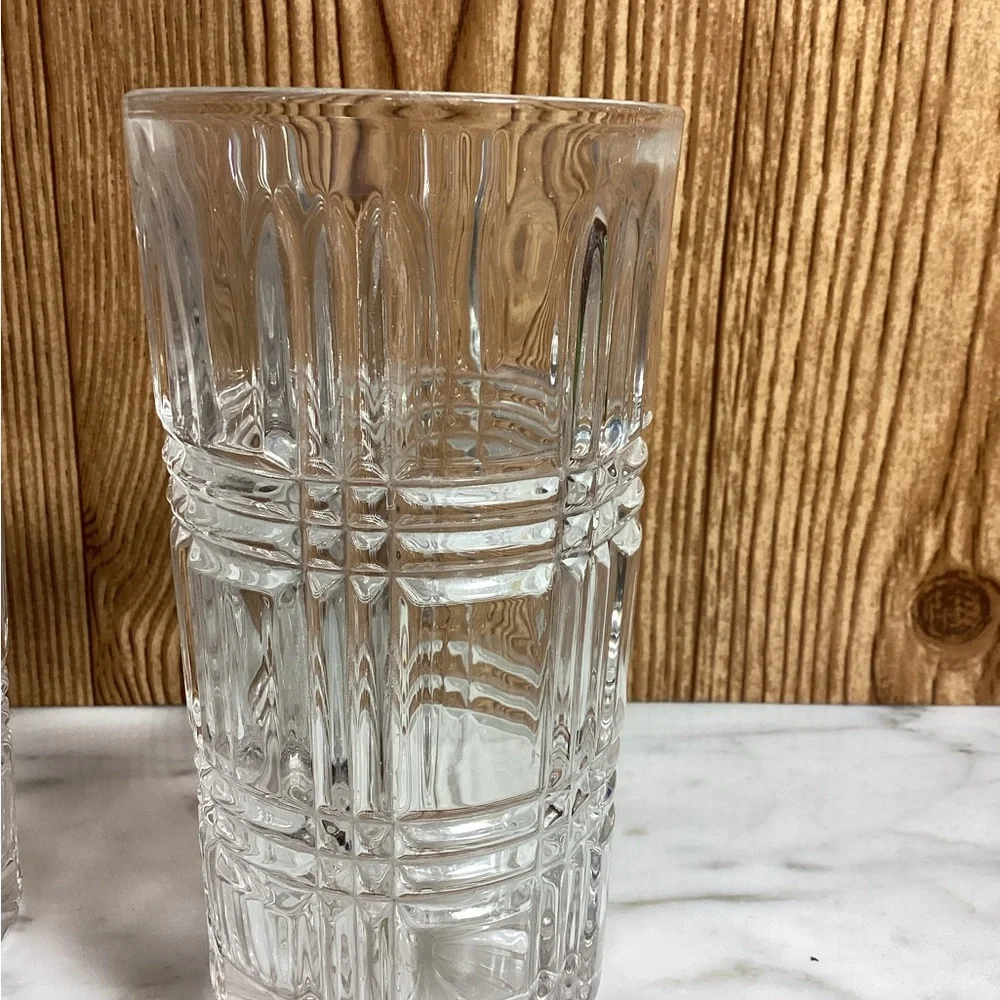 Godinger Elegant Clear Glen Plaid Glasses set of 3